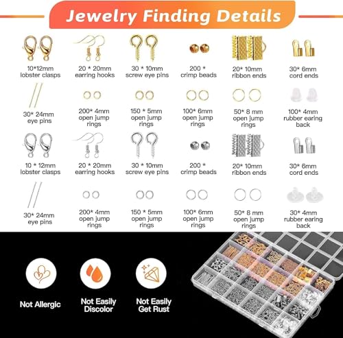 Giwaelro Jewelry Repair Kit for Adults, Jewelry Making Supplies with Pliers, Wires, Findings, Necklace Chains, Magnifier and Storage Bag
