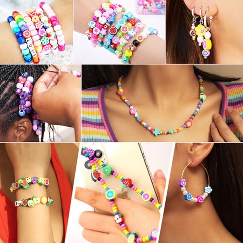 2480pcs President's Independence Day Polymer Clay Beads Charms Friendship Bracelet Necklace Earring Jewelry Making kit, Accessories for Arts Crafts DIY Birthday Gifts for Girls Children American Flag - color: C8#President's Independence Day