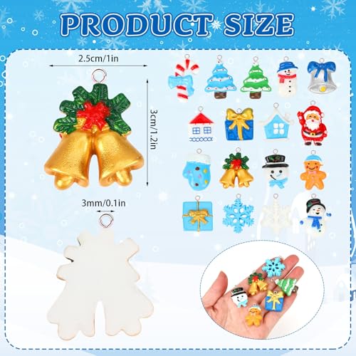 Augshy Winter Charms, 64 Pcs Christmas Winter Resin Charm Beads Ornament Snowflake Snowman Charm Pendants for DIY Bracelet Necklace Jewelry Making - style: Christmas Winter Style