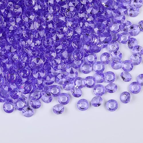 1000pcs/ Pack Wedding Table Acrylic Diamond Scatter Crystals Confetti Acrylic Gems Vase Fillers Rhinestones for Wedding, Bridal Shower, Vase Beads Decorations (10mm, Violet) - color: Violet, size: 10mm