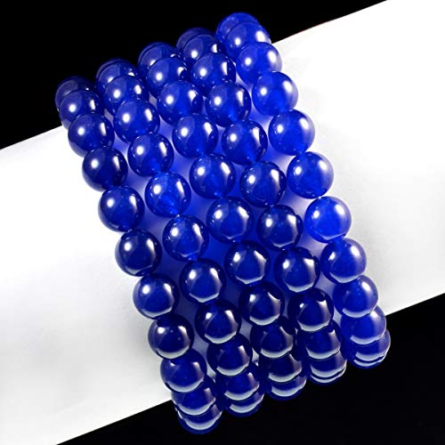 AD Beads Natural Gemstone Round Beads Stretch Bracelet Healing Reiki 10mm (Blue Jade) - color: Blue Jade