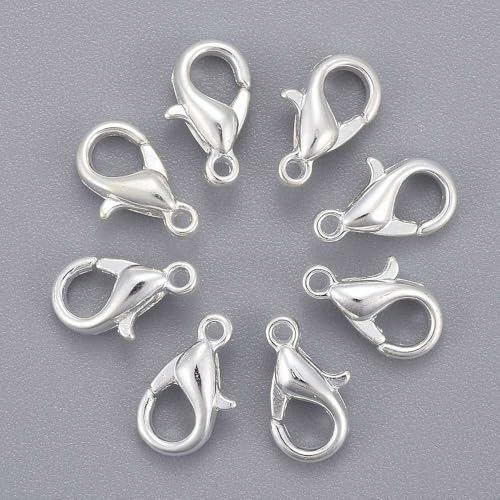 HDSupplies 100 Pieces - Lobster Clasps - Bright Silver Tone - 10x6mm w/ 1mm Hole - color: Bright Silver Tone, size: 10x6mm