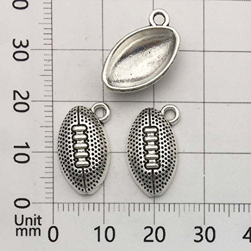 Youdiyla 60PCS Football Theme Charms Collection - Mixed Antique Silver Rugby Player Helmet Metal Alloy Pendants for Jewelry Making DIY Findings (M131) - color: Football Theme Charms