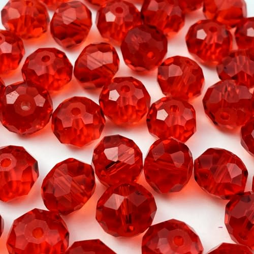 500pcs Crystal Glass Beads 3mm Faceted Rondelle Glass Spacer Beads with Hole for Bracelets Necklace Earring DIY Jewelry Making Craft(Red) - color: Red, size: 3mm