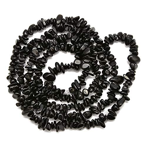PLTbeads 5-8mm Natral Healing Gemstone Waist Bracelets Necklace Kit Irregular Stone DIY Crafts Design Jewelry Making 1 Strand per Bag Approxi 34 inch (Black Tourmaline Chips) - color: Black Tourmaline Chips