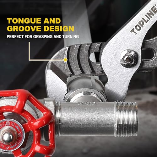 TOPLINE 4-piece Groove Joint Pliers Set with Bi-Material Handles, Tongue and Groove Pliers Set Included 12-in, 10-in, 8-in and 6-in, Perfect for Plumbing Repair and Basic Home Maintenance - style: Bi-Material Handle