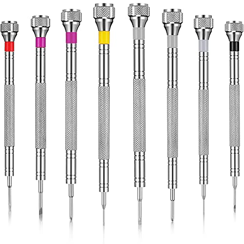 Chumia 8 Pieces Precision Jewelers Screwdriver Set, Micro Watch Repair Screwdriver Set 0.6-1.6 mm for Watch, Eyeglasses, Jewelry Work, Electronics Repair(Flathead, Phillips) - size: 0.6-1.6 mm, style: Flathead, Phillips
