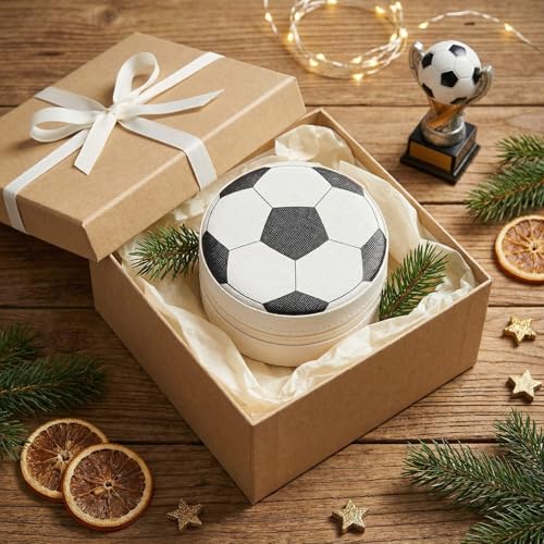 12-Pack Soccer Jewelry Box Bulk Team Gifts for Girls, White Round Mini Travel Jewelry Case for Soccer Players Coaches, Senior Night Tournament Gifting - style: Soccer