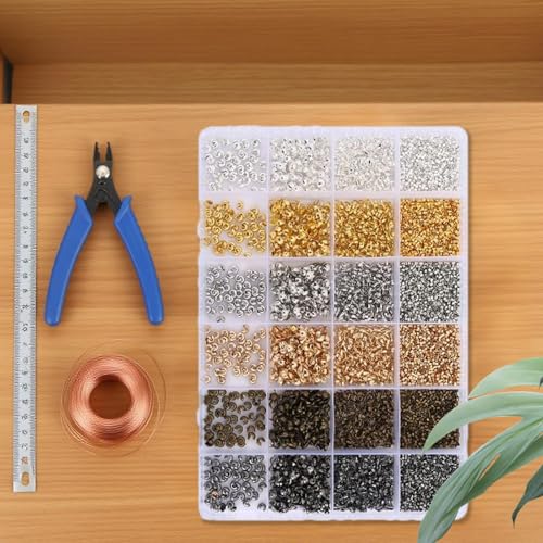 Crimp Beads, Crimper Beads, Beading Tubes Maker Accessories with Pliers for Rings Chains Earrings Necklaces Workplace Beginner Professional - color: 24-frame Set