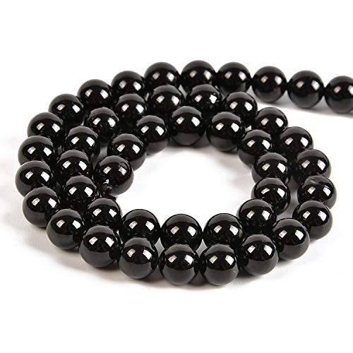 90pcs 4mm Natural Black Tourmaline Gemstone Round Spacer Loose Stone Beads for Jewelry Making 15.5" 1 Strand (Black Tourmaline, 4mm 90Beads) - color: Black Tourmaline, size: 4mm 90Beads