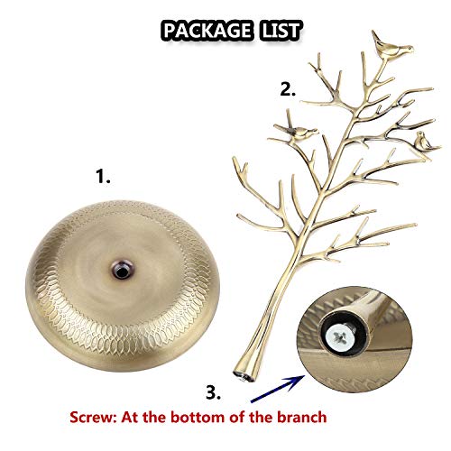 Jewelry Tree Necklace Earring Holder Modern Cute Bird Jewelry Stand for Women Girls Teen Gold - color: Gold