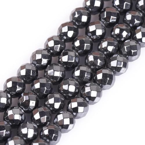 HAAMIIQII 40pcs 10mm Natural Black Hematite Loose Gemstone Beads Faceted Round Spacer Stone Beads for Jewelry Making DIY Bracelets Necklaces Crafting - color: Faceted Round, size: 10mm