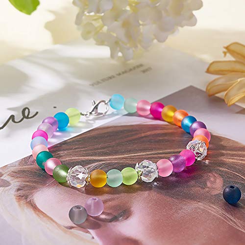 PH PandaHall 1560pcs 24 Color Frosted Glass Beads for Jewelry Making, 6mm Candy Color Frosty Beads Matte Loose Spacer Beads for Friendship Bracelets Necklace Earring Jewelry Making