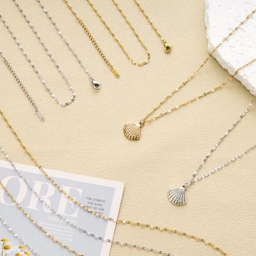 12 Pack Gold Stainless Steel Lip Link Chain Necklace Bulk Handmade Jewelry Necklace for Women Men - color: Gold Lip, size: 20 inches