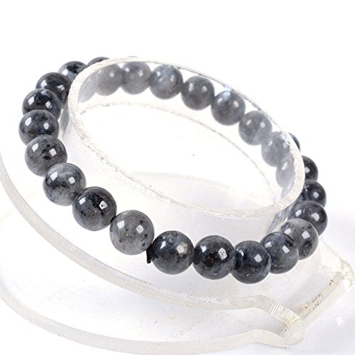 Justinstones 8mm Round Beads Stretch Bracelet 7 Inch Unisex - color: Larvikite