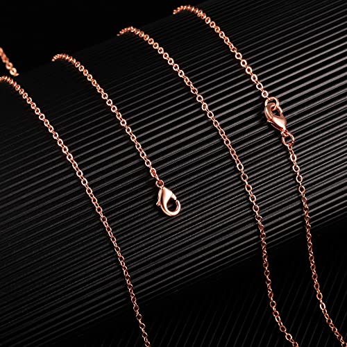 ALEXCRAFT Wholesale 12PCS Rose Gold Plated Solid Brass Chain Hypoallergenic Flat Cable Chains Link Bulk for Jewelry Making(18"(1.5MM)) - color: Rose Gold, size: 18 Inch-0.059 Inch