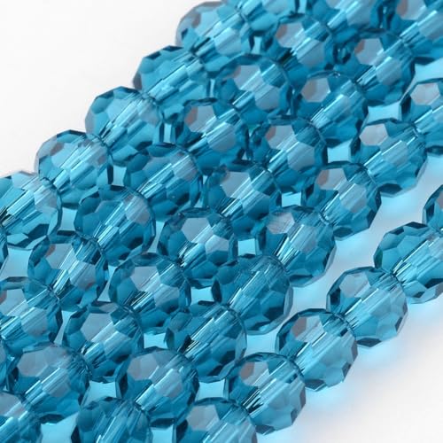 Perlin Czech Bohemian Crystal Glass Beads Faceted Round 4mm 90 Pieces Loose Spacer 1 Strand Beads for DIY Jewelry Earrings Necklace Bracelet Making (Indian Sapphire) - color: Indian Sapphire