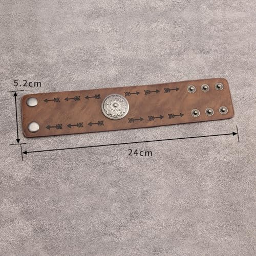 GelConnie Leather Cuff Bracelet Punk Braided Bracelets Rock Leather Wristbands Faux Mens Leather Bracelet Gothic Viking Bangle Adjustable Wrap Bracelet for Women,Men - color: Flower Brown Bracelet