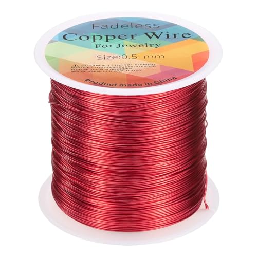HARFINGTON Wire 203ft Length 24 Gauge Copper Craft Jewelry Wrapping Wire Tarnish Resistant Beading for Jewelry Making Supplies Crafting, Bright Red - color: Bright Red