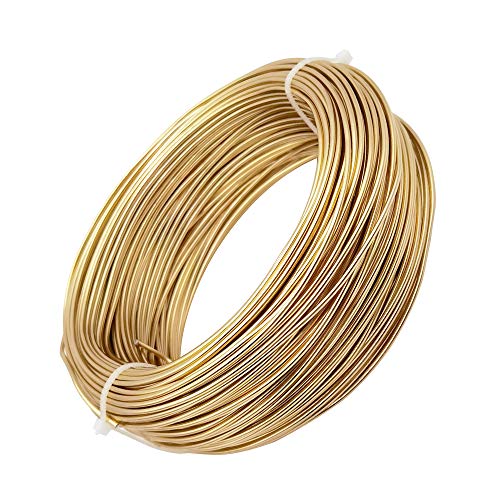 INSPIRELLE 15 Gauge 164 Feet KC Gold Aluminum Craft Wire Bendable Metal Wire for Jewelry Craft Making - color: KC Gold, size: 15 Gauge (1.5mm)