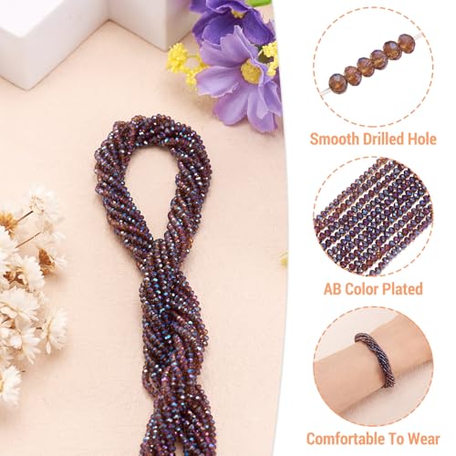 FASHEWELRY 10 Strands Briolette Crystal Glass Beads 2mm Rondelle Faceted Glass Spacer Beads Full Rainbow Plated for Necklace Bracelet Jewelry Making (Dark Slate Blue) - color: Dark Slate Blue, size: 2mm