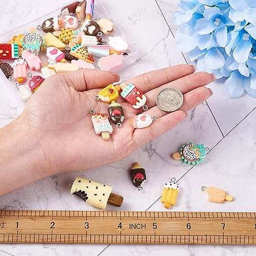 Craftdady Resin Plastic Miniature Food Snack Pendants Charms Ice Drink Juice Pendants Cute Bottle Fruit Keychain Charms Hang Ornament for DIY Craft Earring Bracelet Necklace Jewelry Making - color: Mixed Color Ice Lolly (26 Styles)