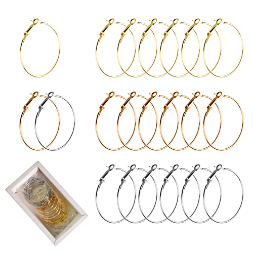 60Pcs Hoop Earring Findings Stainless Steel Earrings Beading Round Earrings Open Beading Hoop for Jewelry Making DIY Crafts Art Creation (60mm) - color: 60mm