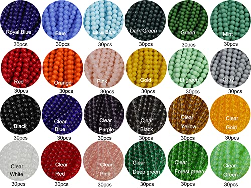 720PCS 8mm Glass Round Beads Bulk Crystal Beads Bracelet Beads Making Kit Healing Chakra Beads with 500pcs Space Loose Beads for Jewelry Making and DIY Crafts (8mm Solid&Clear) - size: 8mm Solid&Clear Set