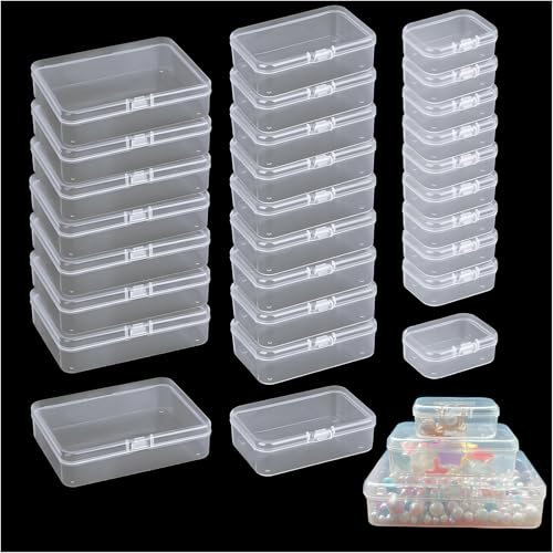 Bead Organizers and Storage-28 Pcs Small Plastic Boxes,Mini Clear Plastic Storage Boxes with Lids,for Jewelry Making Organizer,Containers Hair Accessories, Earrings,Crafts,Sewing Supplies Bead Storage - size: 28 Pieces Mixed Sizes