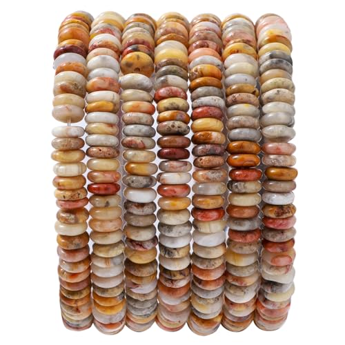 Natural Crazy Agate Disk Stone Spacer Beads 6x2mm 38cm/str Flat Rondelle Loose Semi Gemstone Caps for Making Bracelets Necklace - color: Crazy Agate