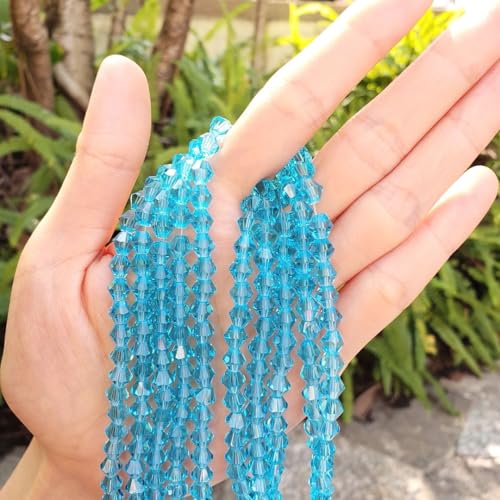 250pcs Czech 6mm (0.24 Inch) Faceted Bicone Crystal Glass Loose Beads Spacer Bulk Aquamarine Blue for DIY Craft Jewelry Making CCB610 - color: Aquamarine Blue, size: 6mm - 250pcs