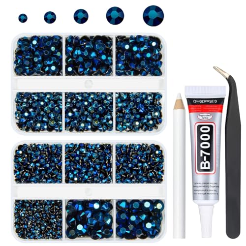 qiipii Ink Blue Resin Rhinestones for Crafting 2mm-6mm Flatback Navy Blue Jelly Rhinestones Non-Hotfix Stones Diamonds Gems Charms for Nails Face Eyes Makeup Tumblers Bottles DIY Crafts Shoes - color: Ink Blue Ab