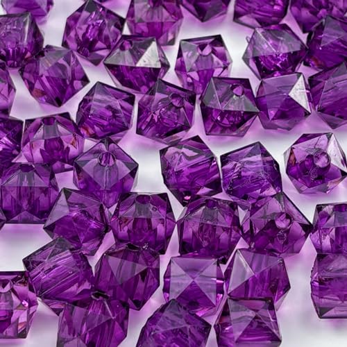 200pcs 10mm Acrylic Cube Square Faceted Acrylic Beads with Hole Plastic Spacer Beads for Bracelets Necklace Earring Making Supplies (Deep Purple) - color: Deep Purple, size: 10mm