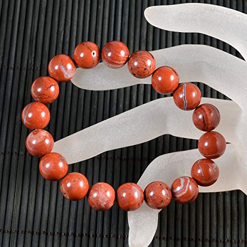 AD Beads Natural Gemstone Round Beads Stretch Bracelet Healing Reiki 10mm (Red Jasper) - color: Red Jasper