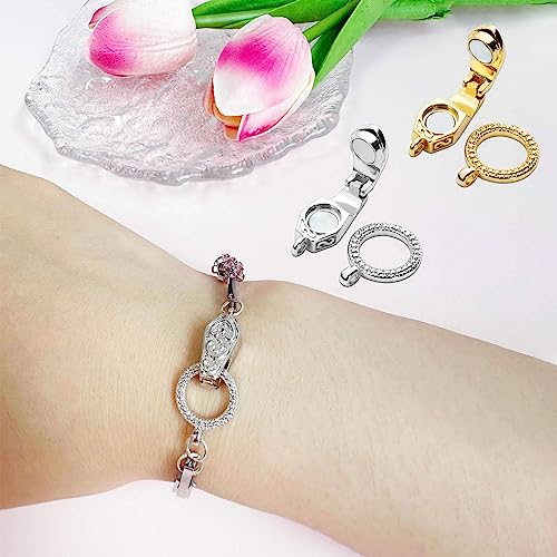 OHINGLT Fold Over Magnetic Necklace Clasps and Closures 18K Gold and Silver Plated Brass with Loop Magnet Converter for DIY Bracelet Jewelry Making - color: 2Pcs Silver-A