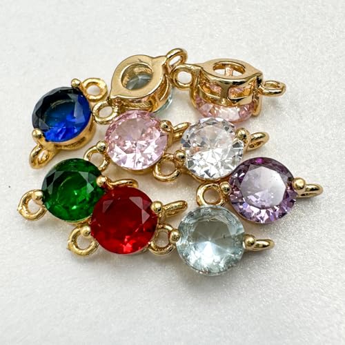 Zirconia Connector Charms Crystal Gold Plated Brass Links for Jewelry Making Bracelet Necklace Earring Pendant Craft Supplies DIY Accessories - color: Round (Mini)-Mix-21Pcs