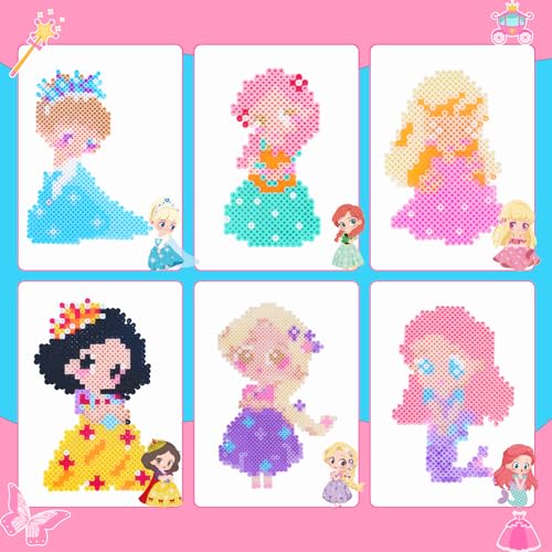 Meland Princess Fuse Beads Craft Kit for Girls, 5mm Beads Set with Pegboards & Accessories, Creative DIY Art Toy for Kids Ages 5-12, Perfect Birthday or Christmas Gift for Little Princesses - size: 4800 pcs without Iron