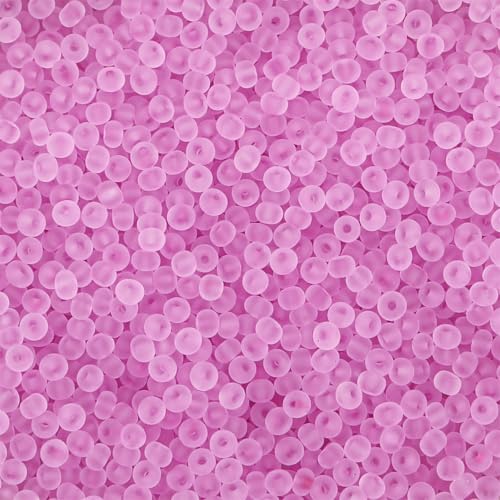 4mm Frosted Glass Seed Beads for Jewelry Making, 1000pcs Tiny Glass Bead Matte Pony Loose Spacer Beads for Beading, Friendship Bracelet, Pendants, Necklaces, DIY Crafting, Fuchsia Purple - color: Fuchsia Purple
