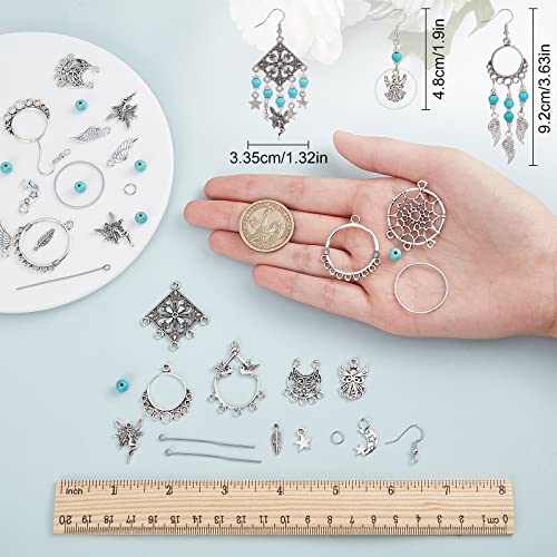 SUNNYCLUE 1 Box DIY 10 Pairs Angel Fairy Charm Boho Style Chandelier Charms Earring Making Kit Feather Star Dream Catcher Pendants for Jewelry Making Kits Adult Women DIY Craft Beginner Supplies - color: Chandelier Bohemian Style E