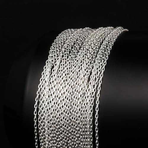 33 Feet Silver Rolo Cable Chains Roll, 2MM Silver Plated Brass Diamond-Cut Oval Rolo Cable Link Chains Spool Bulk for Jewelry Making DIY Craft - color: 2.0mm silver rolo cable chain