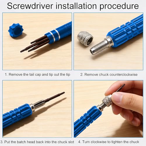 5-in-1 Multifunctional Small Screwdriver, Precision Set with 5 Micro Bits, Mini Repair Magnetic Screwdriver Kit for Eyeglass Sunglasses Electronics Cellphone Jewelry, Blue - color: Blues