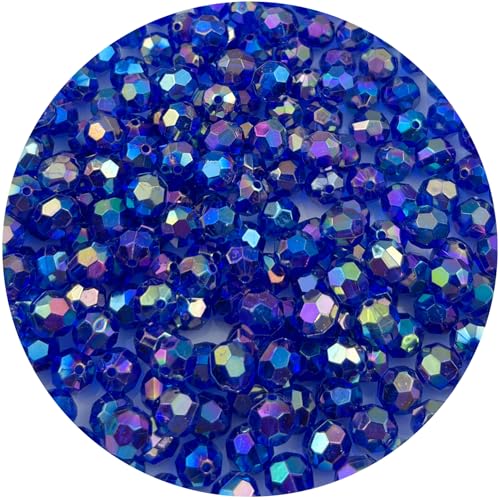 1000 Pcs 6MM Round Faceted Acrylic Beads AB Color Transparent Crystal Acrylic Beads Round Bicone Beads for Jewelry Making, Bracelets Necklaces Earrings Wind (123- Sapphire AB) - color: 123- sapphire AB, size: 6MM