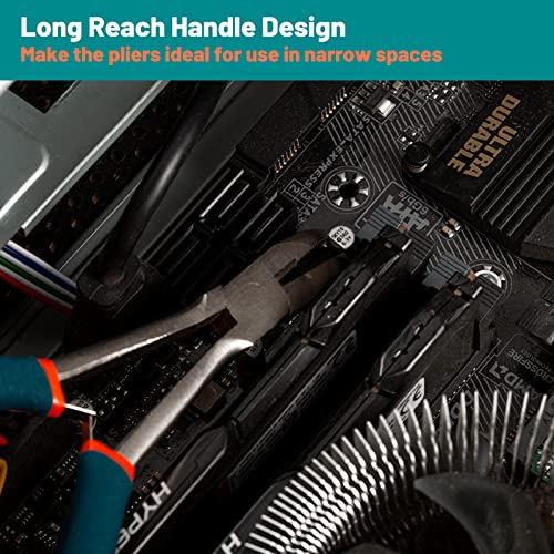 SPEEDWOX Long Reach Bent Nose Pliers with Serrated Jaws Angled Long Nose Plier Angled Pliers with Cutter Long Reach Plier for Hard to Reach Narrow Spaces Home Repairing Jewerly Making - style: Bent Nose Pliers with serrated jaws
