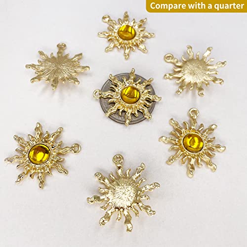 Sun Star Charms Baroque Boho Crystal Gold Plated Resin Gypsy Pendant Alloy for Jewelry Making DIY Craft Bracelet Necklace Earring - color: Sun-Yellow-28Pcs