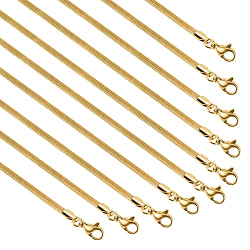 UMAOKANG Gold Plated Jewelry Chain, Dainty 3mm Herringbone Chain for Jewelry Making Men and Women Necklace Choker Chains Bulk (10pcs, 16 inch) - color: Gold Herringbone, size: 16 Inch