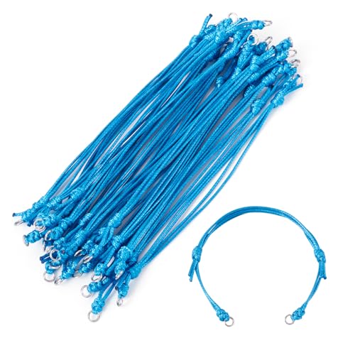 KISSITTY 20pcs Adjustable Bracelet Cords for Connector Charms Waxed Polyester Thread Cord Teal Color Half Finished Bracelet for Friendship Bracelets Jewelry Making - color: Teal