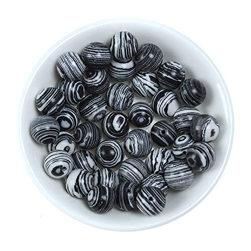 Natural Stone Beads 4mm Black White Peacock Stone Round Loose Beads Crystal Energy Stone Healing Power for Jewelry Making DIY,1 Strand 15" - color: Black White Peacock, size: 4MM