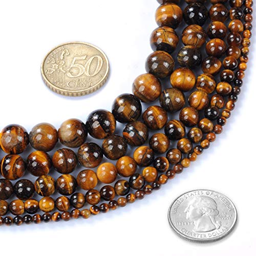 Natural Round AA Tiger Eye Agate Loose Stone Beads Bulk for Jewelry Making 4MM, 6MM, 8MM, 10MM,12MM (8mm) - color: 8mm