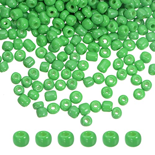 HARFINGTON 2000Pcs Small Glass Beads 6/0 4mm Loose Tiny Round Small Beads for Bracelet Earring Rings Jewelry Making, Green - color: Green