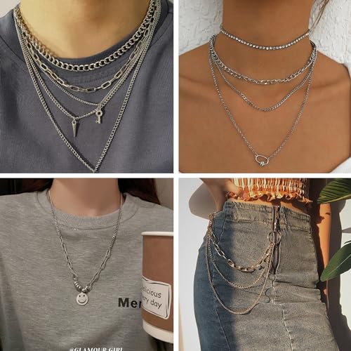 Kyutong Twist Curb Link Chain Bulk Silver Jewelry Making Chain Supplies 16.4 Feet Stainless Steel Chain Roll Making Craft DIY Bracelet Ankle with Lobster Clasps and Jump Rings - color: Silver Curb